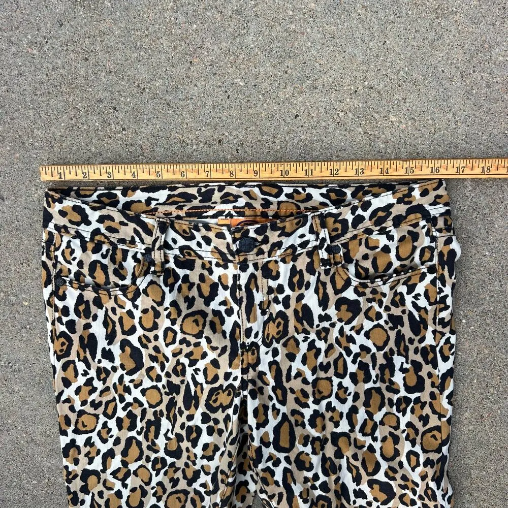 Tory Burch Leopard Cheetah Animal Print Low Rise Super Skinny Jeans Size 30 - Image 11