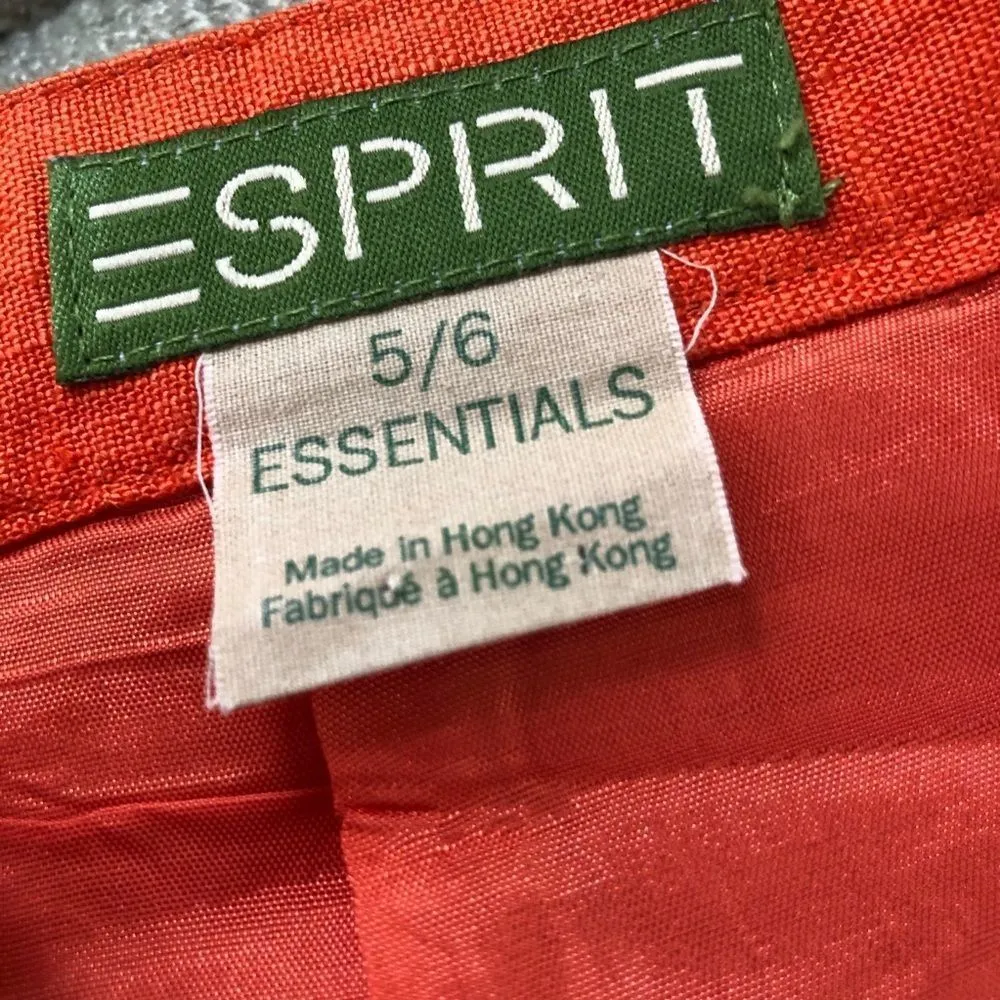 Vintage Esprit Orange 100% Linen Skirt 2 - Image 3