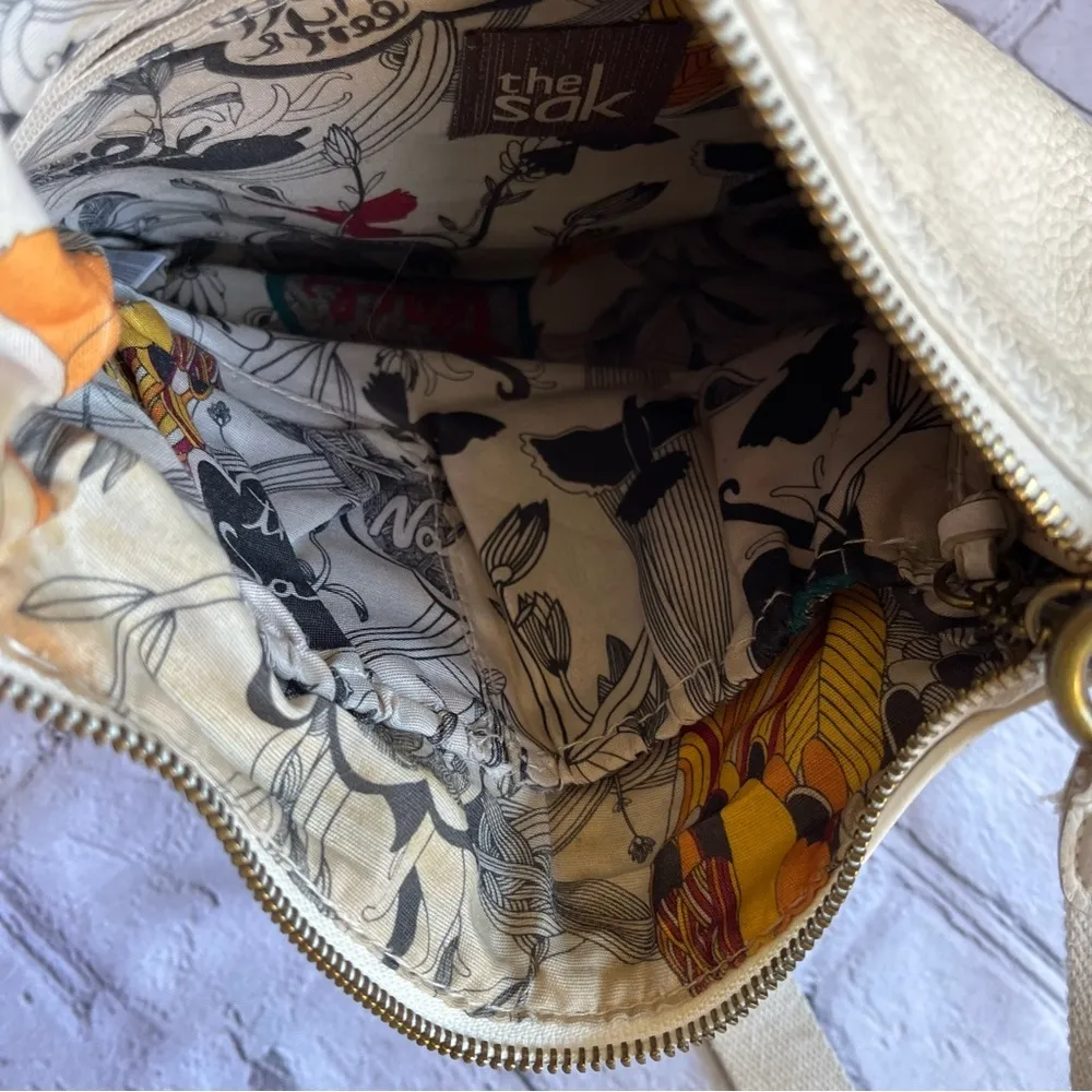 The Sak Leather Crossbody Purse Ivory Adjustable Strap - Image 8