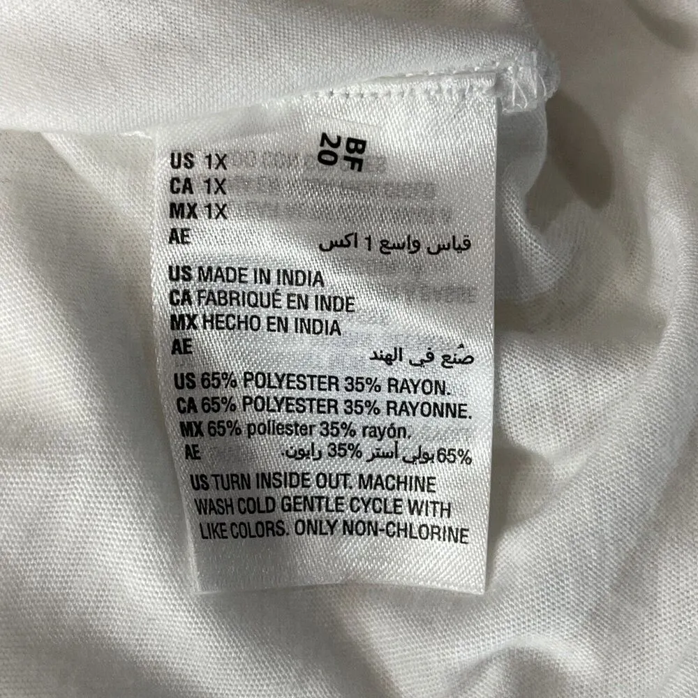 Style & Co 1X-Large Top Graphic Dolman Sleeve V-Neck Semi-Sheer White "Buoy Bye" - Image 8