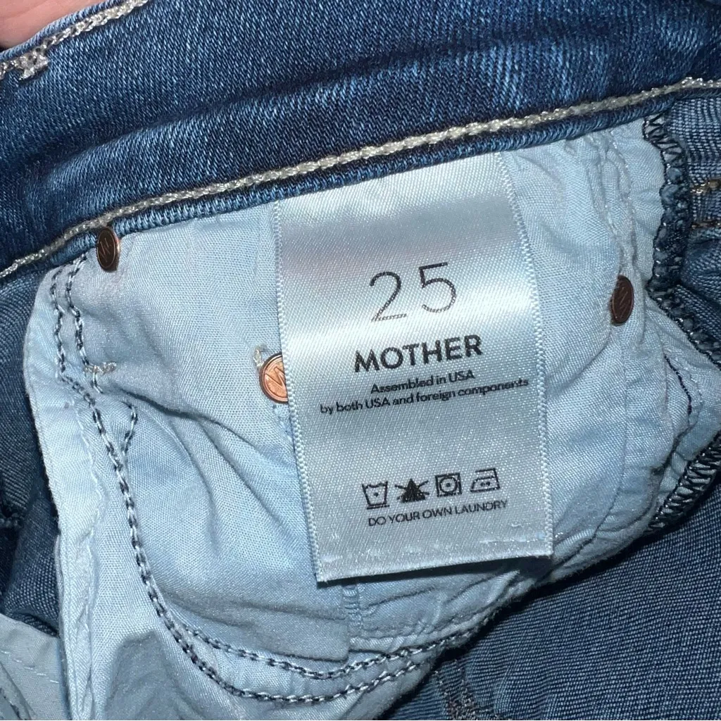 MOTHER The Outsider Ankle Fray Jeans Size 25 Uncharted Waters Blue Designer - Image 8