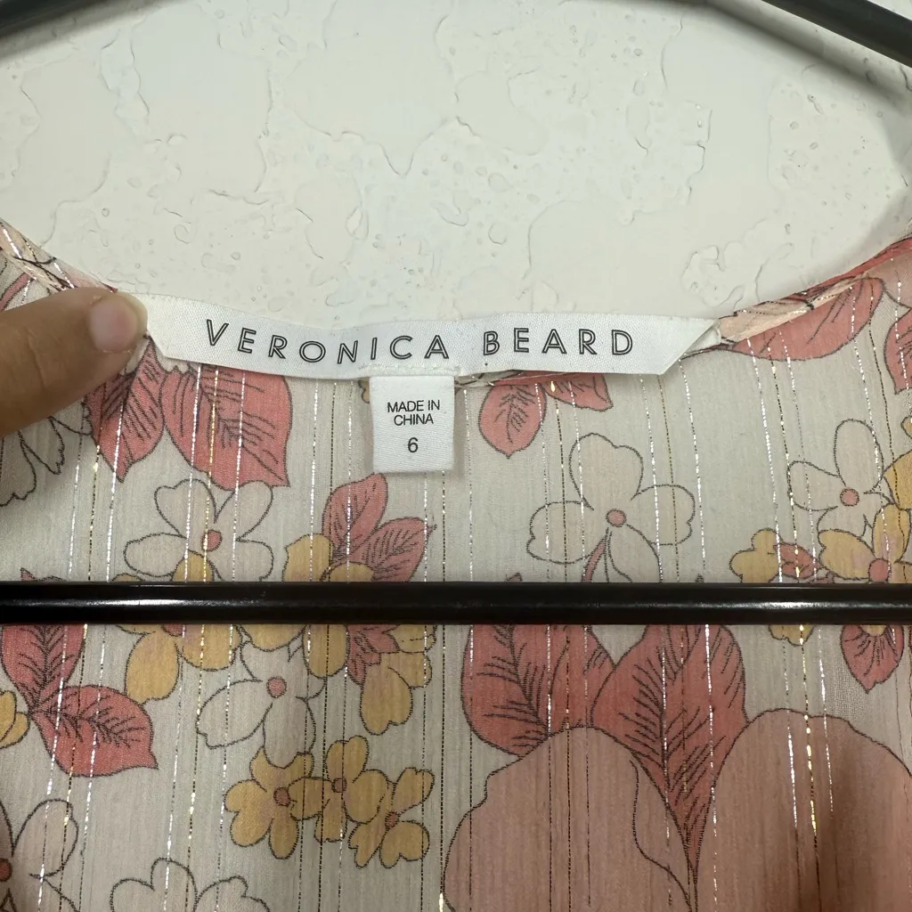Veronica Beard Cybil Melon Floral Dress Size 6 - Image 5
