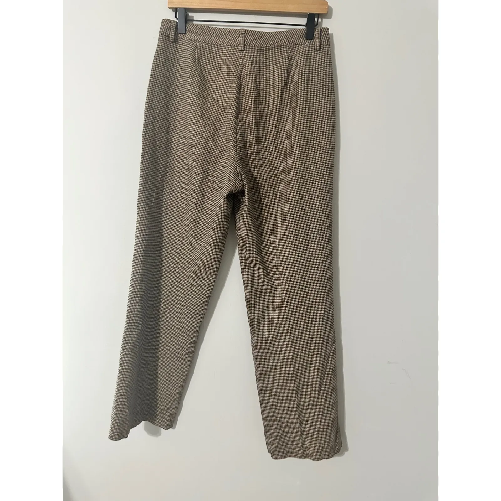LL‎ Bean Vintage Houndstooth Cotton Blend Lined Women's Pants Size 8 Regular Brown - Image 5