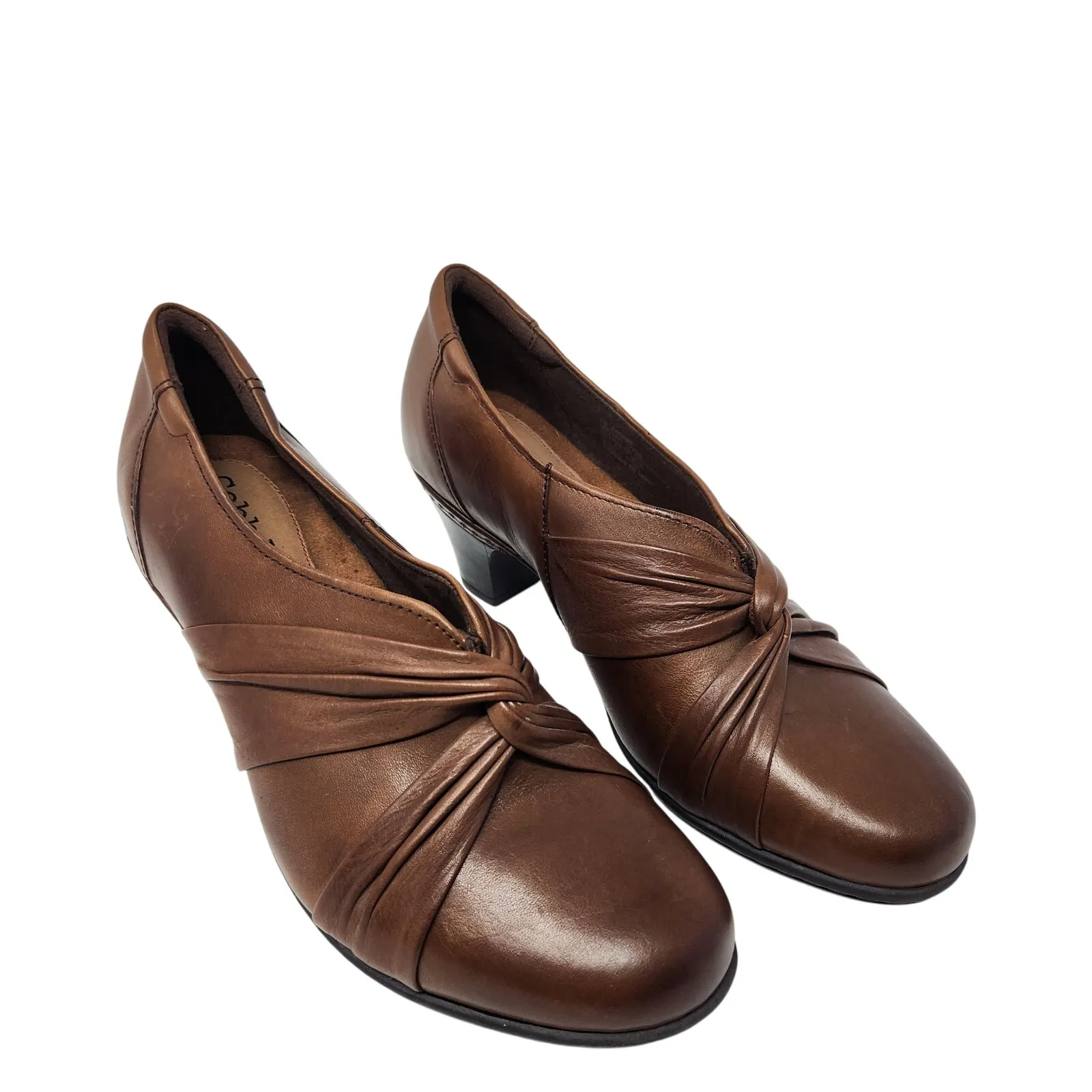 Cobb Hill Brown Leather Knot Slip On Classic Dress Pump Sandals CAI16BR Size 7W - Image 5