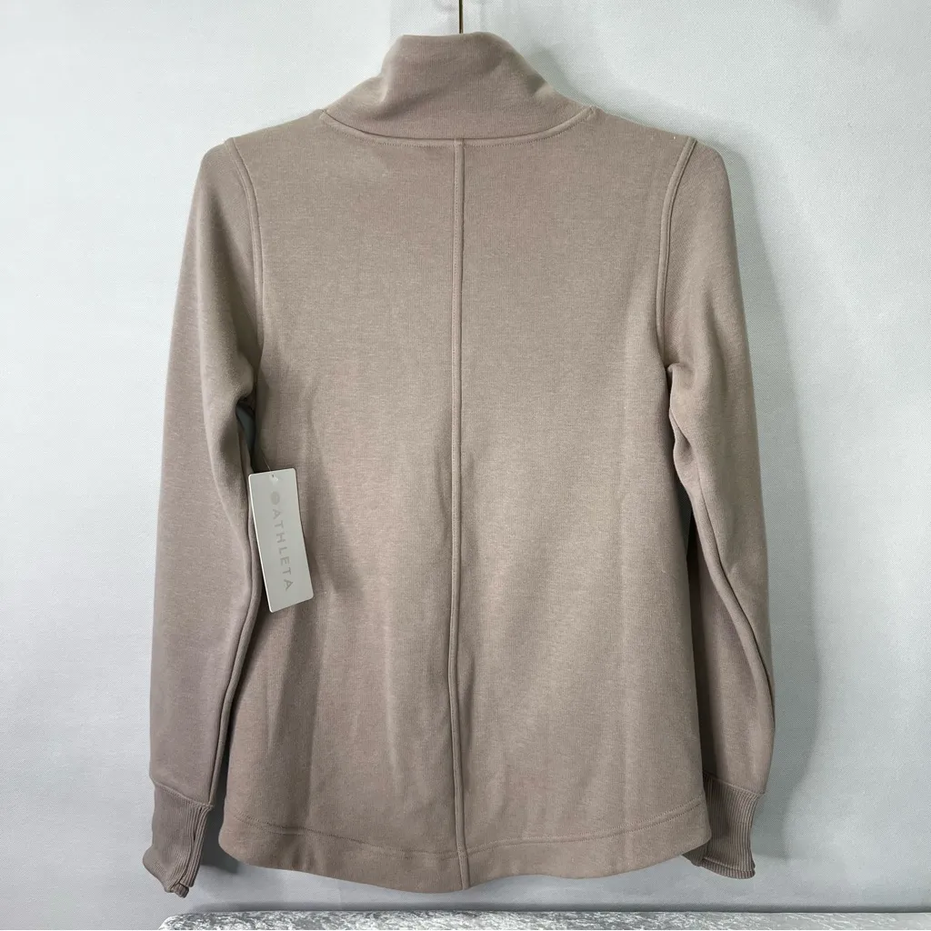 Athleta Pyrite Taupe Cozy Karma Twist Neck  Sweatshirt Size XXS Fleece Lined - Image 4