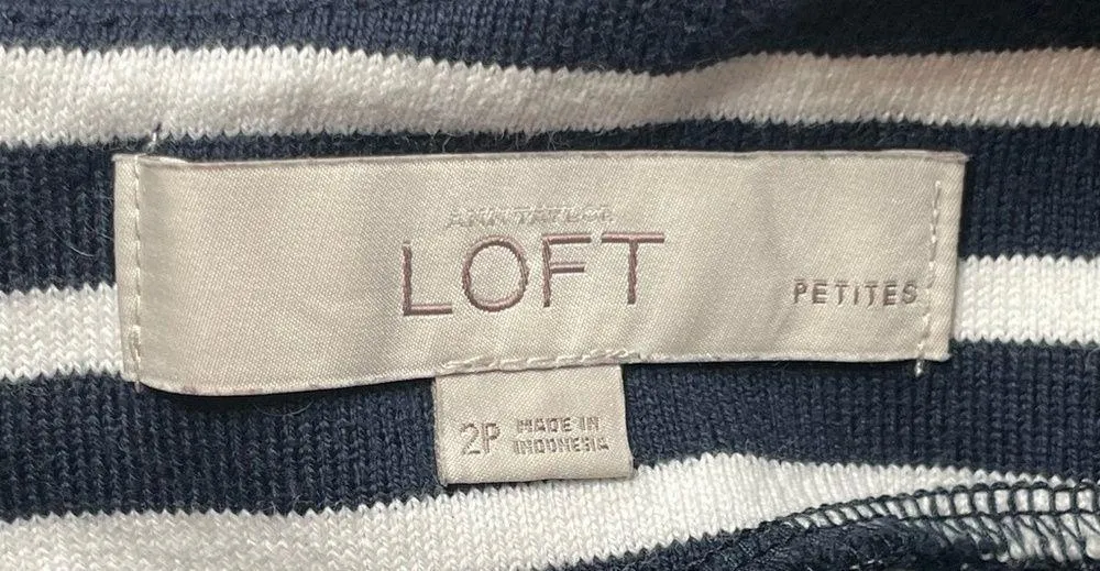 Ann Taylor Loft Blue White Stripe Sleeveless Dress Womens Size 2 Petite Nautical - Image 5