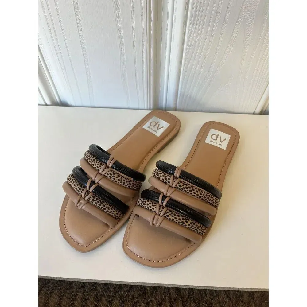 DV Dolce Vita Women's Junyper Flat Slide Sandal CD4 Cheetah Size US 6.5 Shoes Black - Image 3