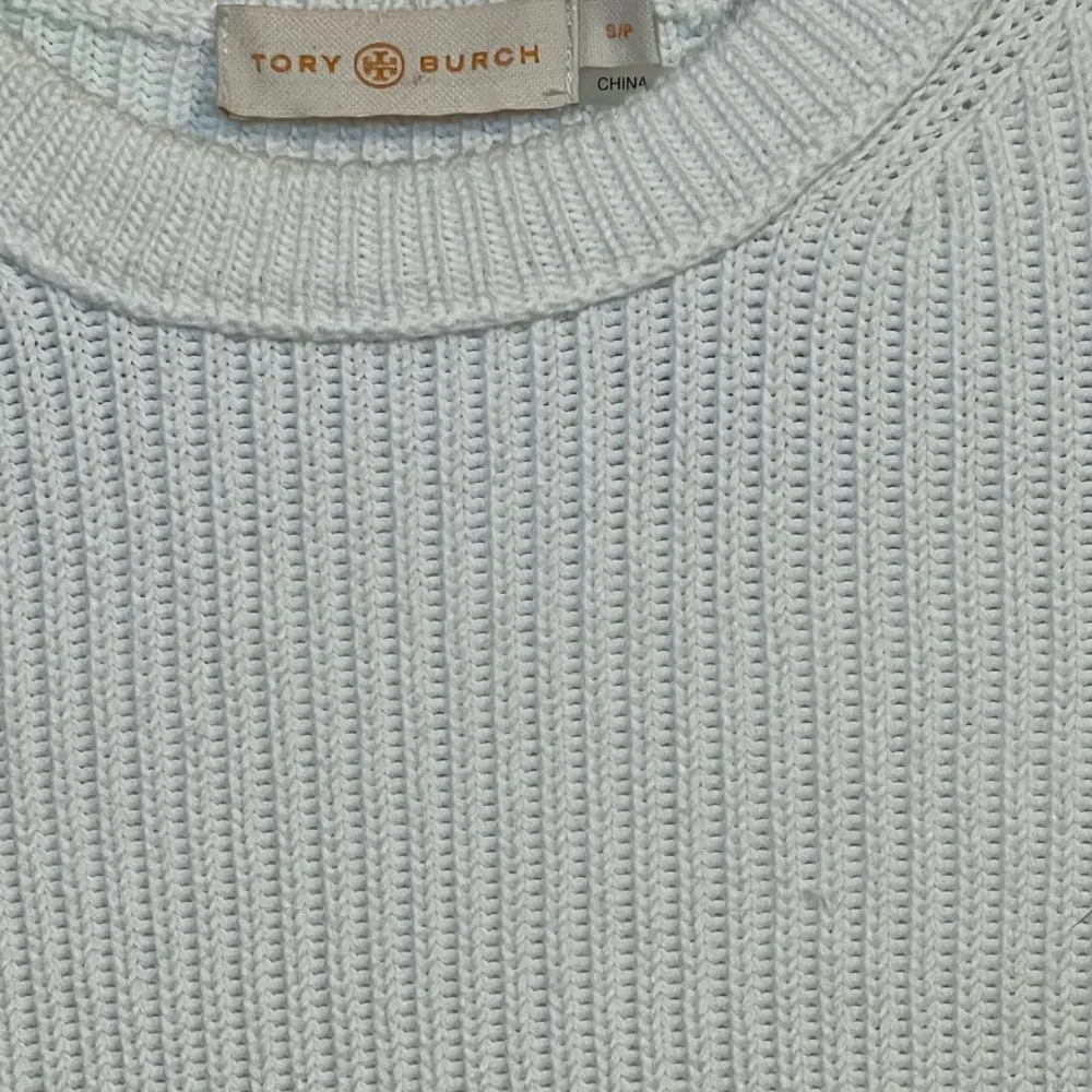 #80 TORY BURCH SMALL WHITE CABLE KINT LAYERED SWEATER TOP - Image 3