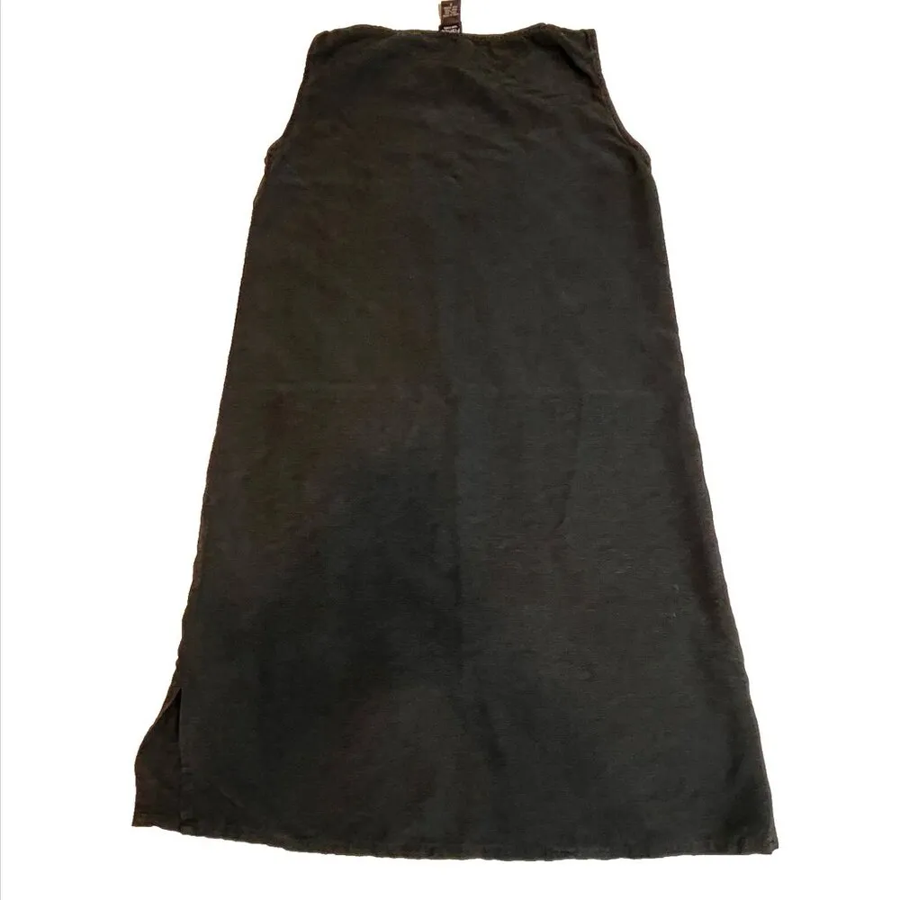 Eileen Fisher Black 100% Silk Sleeveless Shift Dress S Minimalist Quiet Luxury - Image 4