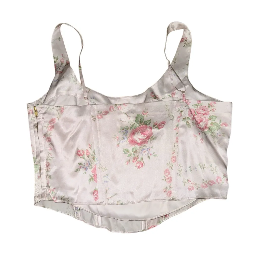 Love Shack Fancy NWT Mori Floral Silk Bustier Crop Top women’s size 12 - Image 2