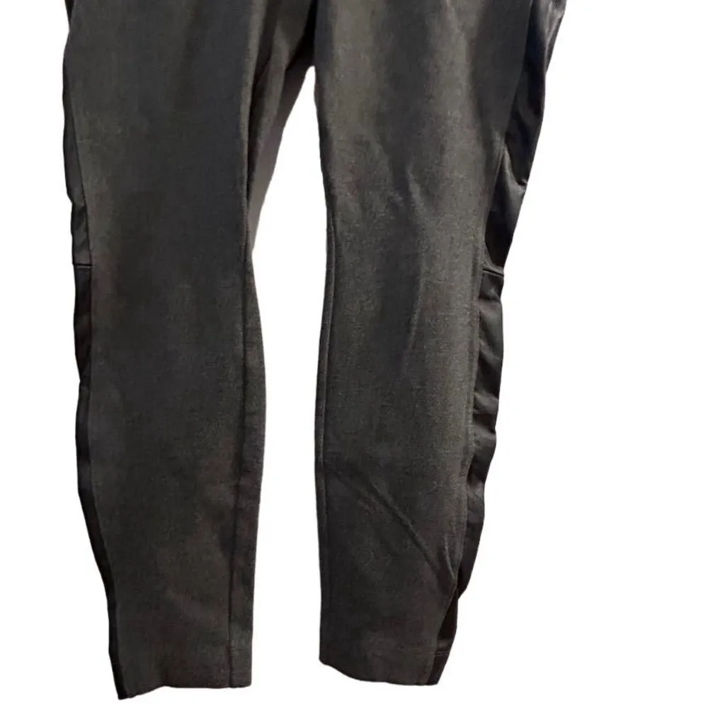 White House Black Market Women's Gray Leggings Size M black tuxedo stripe sides - Image 4