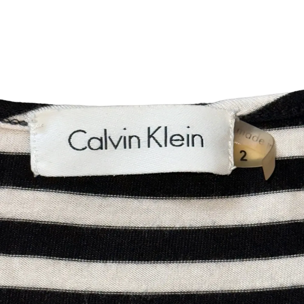 Calvin Klein Striped Tie Waist 3/4 Sleeve Dress - Image 4