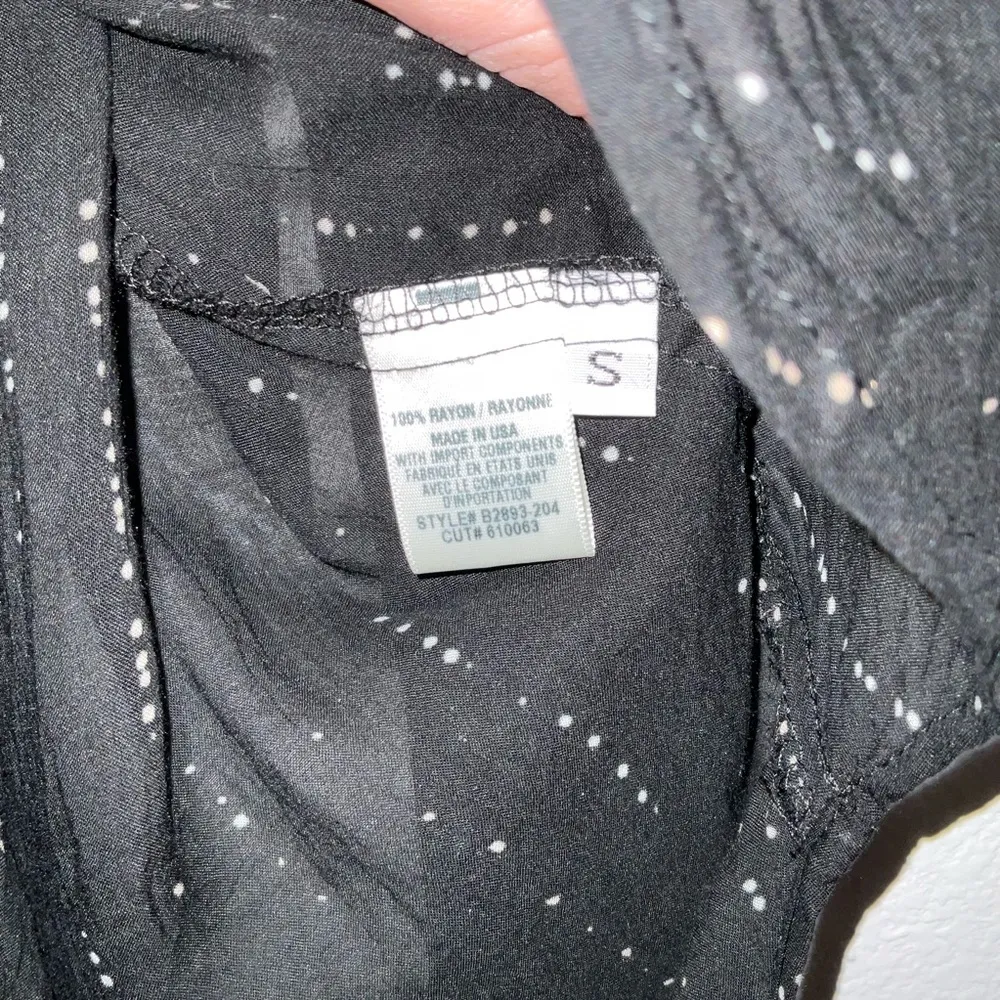 Hipster Button Down Top in White & Black Print - Size S - Image 7