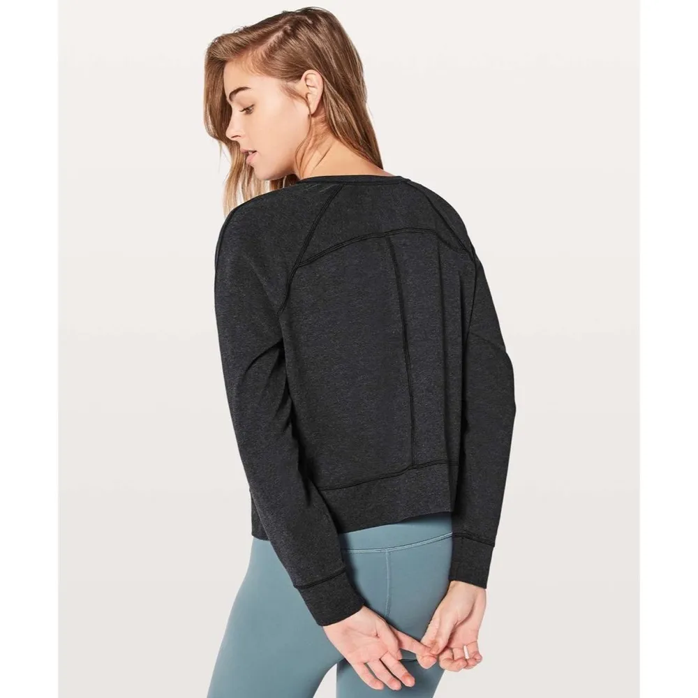 Lululemon Loop Back Crew Sweatshirt in Heathered Black - Image 5