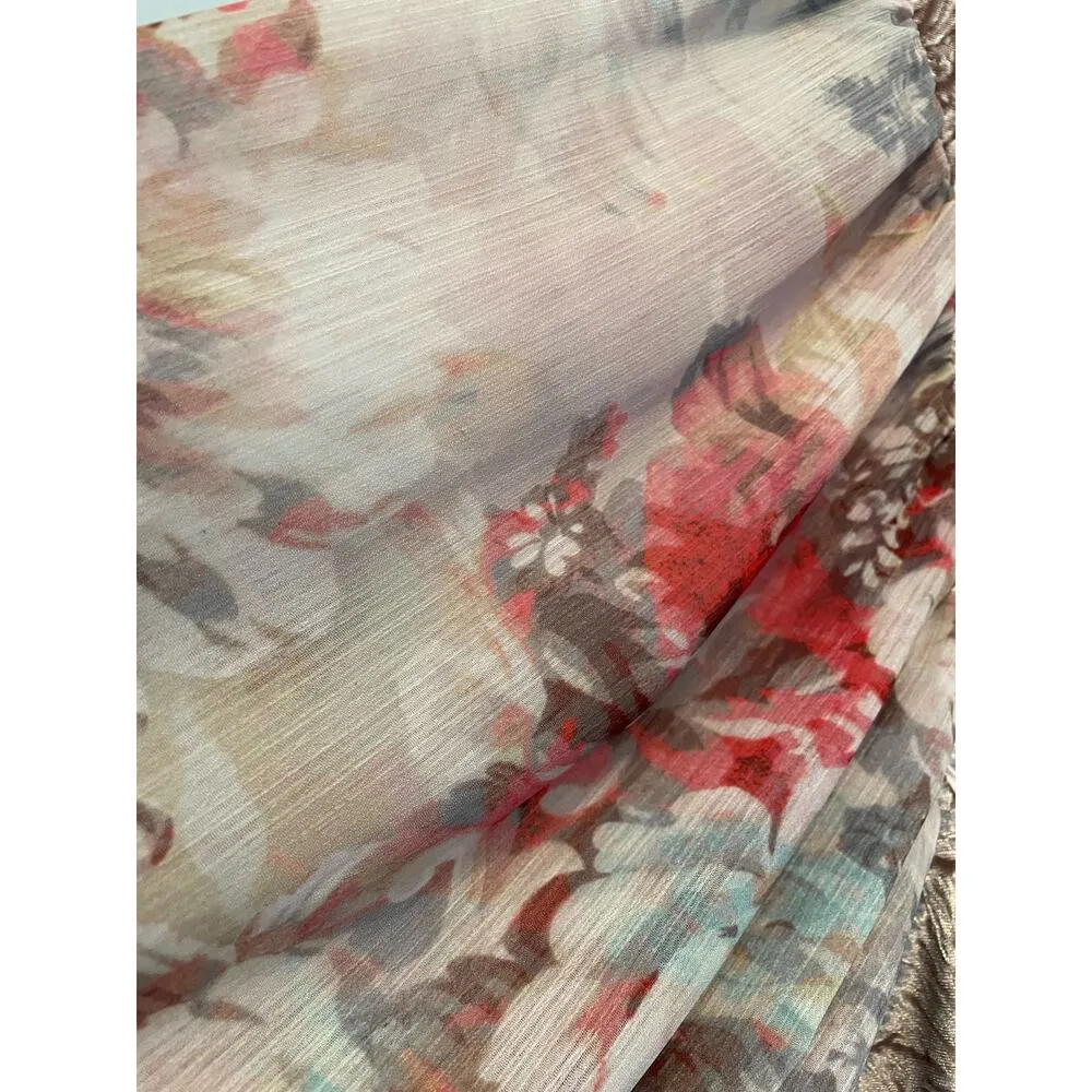 Anthropologie Meadow Rue Crushed Velvet Chiffon Floral Sleeves Top Medium - Image 7