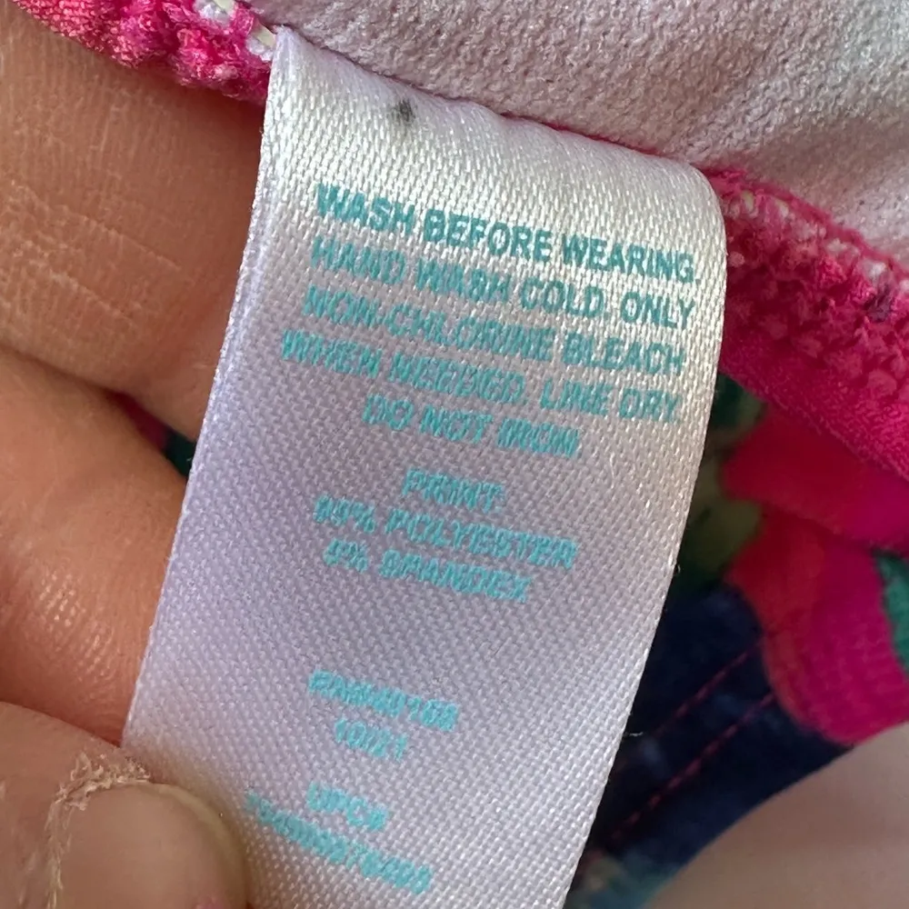 Bal Harbor NWT Pinks Blues White Floral Print Swim Top One Side Straps Sz M Pink Size M - Image 12