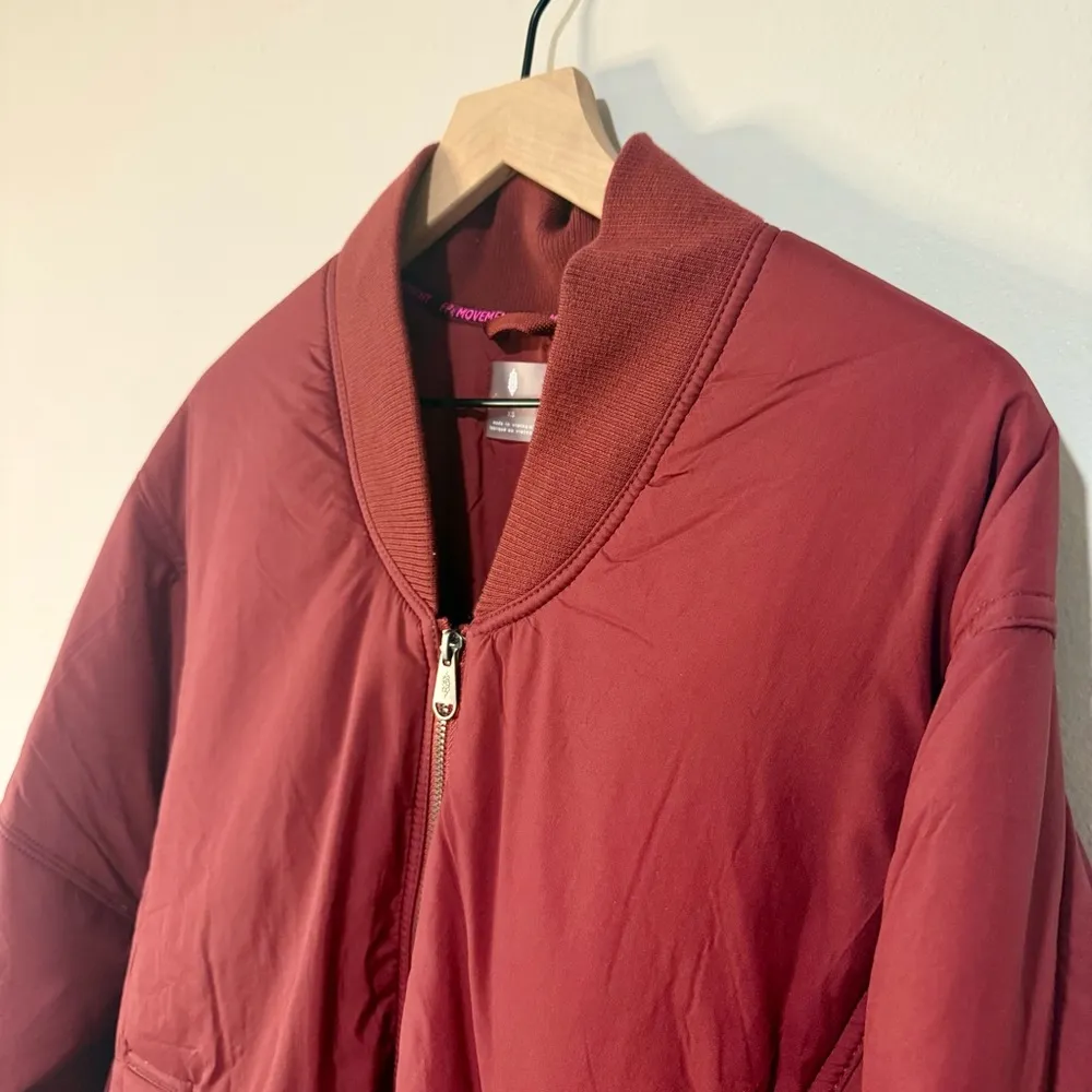 Free People Movement Oxblood Red Midnight Moon Solid Oversized Bomber Size XS - Image 9