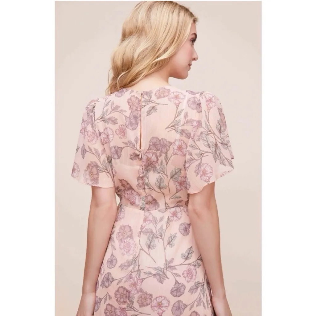 ASTR The Label Chandler Midi Dress Pink Garden Floral Large Flutter Sleeve Chic - Image 4