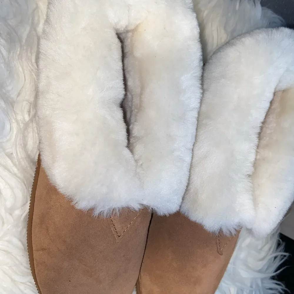 Sickafus Sheepskins Real Sheepskin Ladies Booties Size 8 Tan New - Image 4