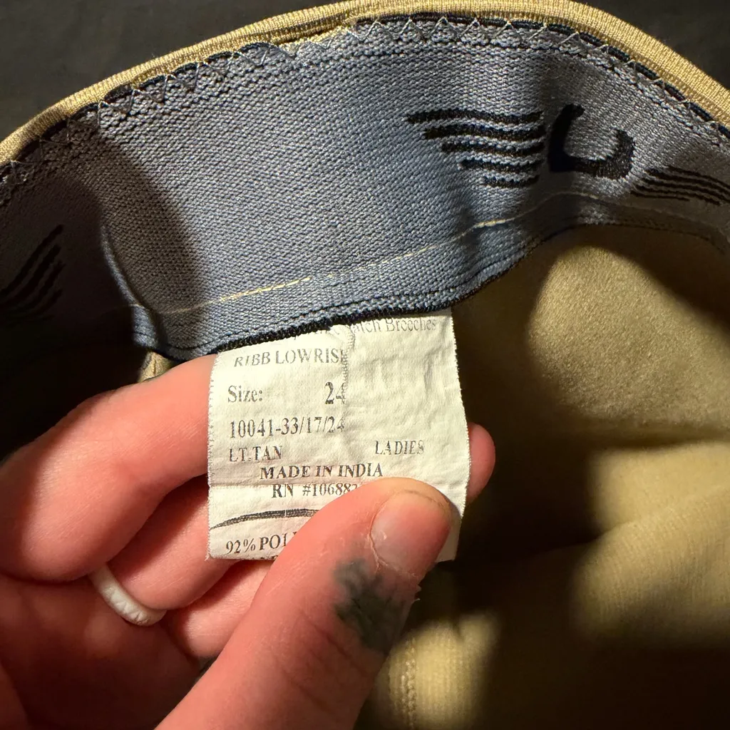 Tuff Rider Tan Riding Pants with Knee Patches Size 24 - Image 2