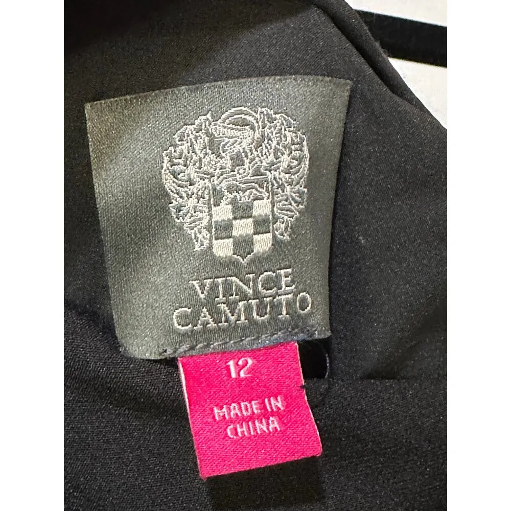 Vince Camuto Ruffle Detail One-Shoulder High-Low Gown Black Size 12 NWT Elegant - Image 5