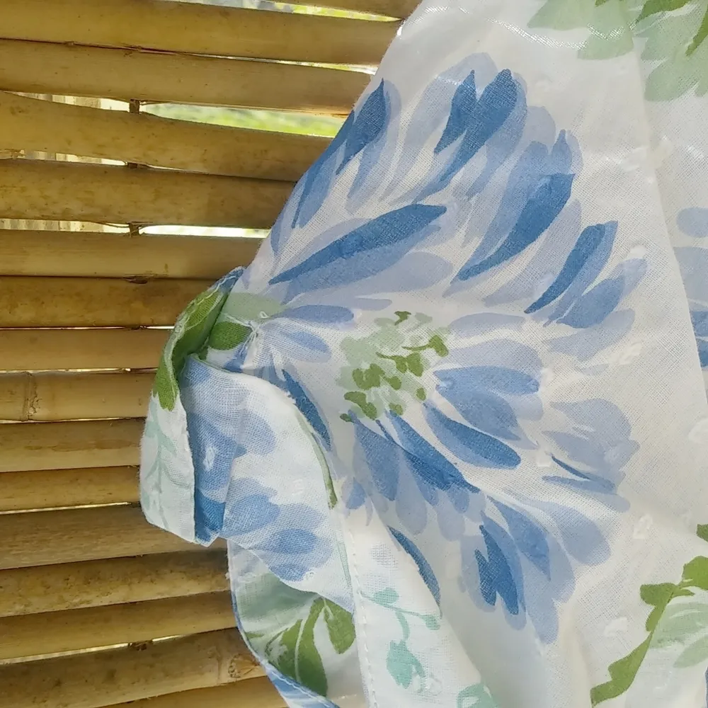 Gloria Vanderbilt 1X Blue Green All Over Floral Swiss Dot Cotton Aloha Top Plus - Image 11