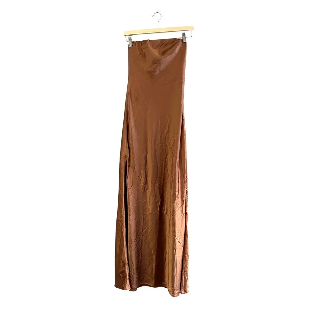Show Me Your Mumu Taylor Tube Maxi Dress in Copper Luxe Satin XS - Image 3