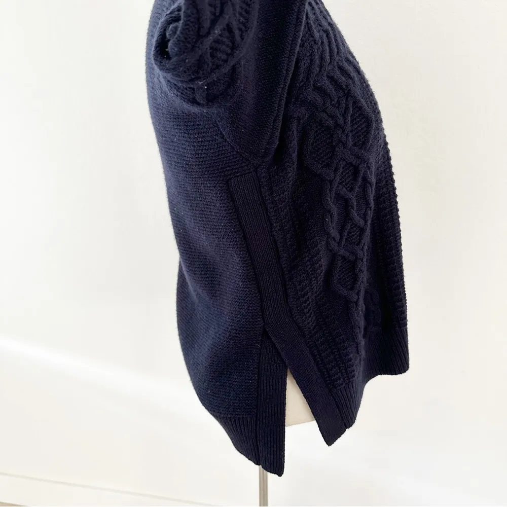 MADEWELL Navy Blue Cable Knit Open-Side Bobble Pullover Sweater | Small - Image 8
