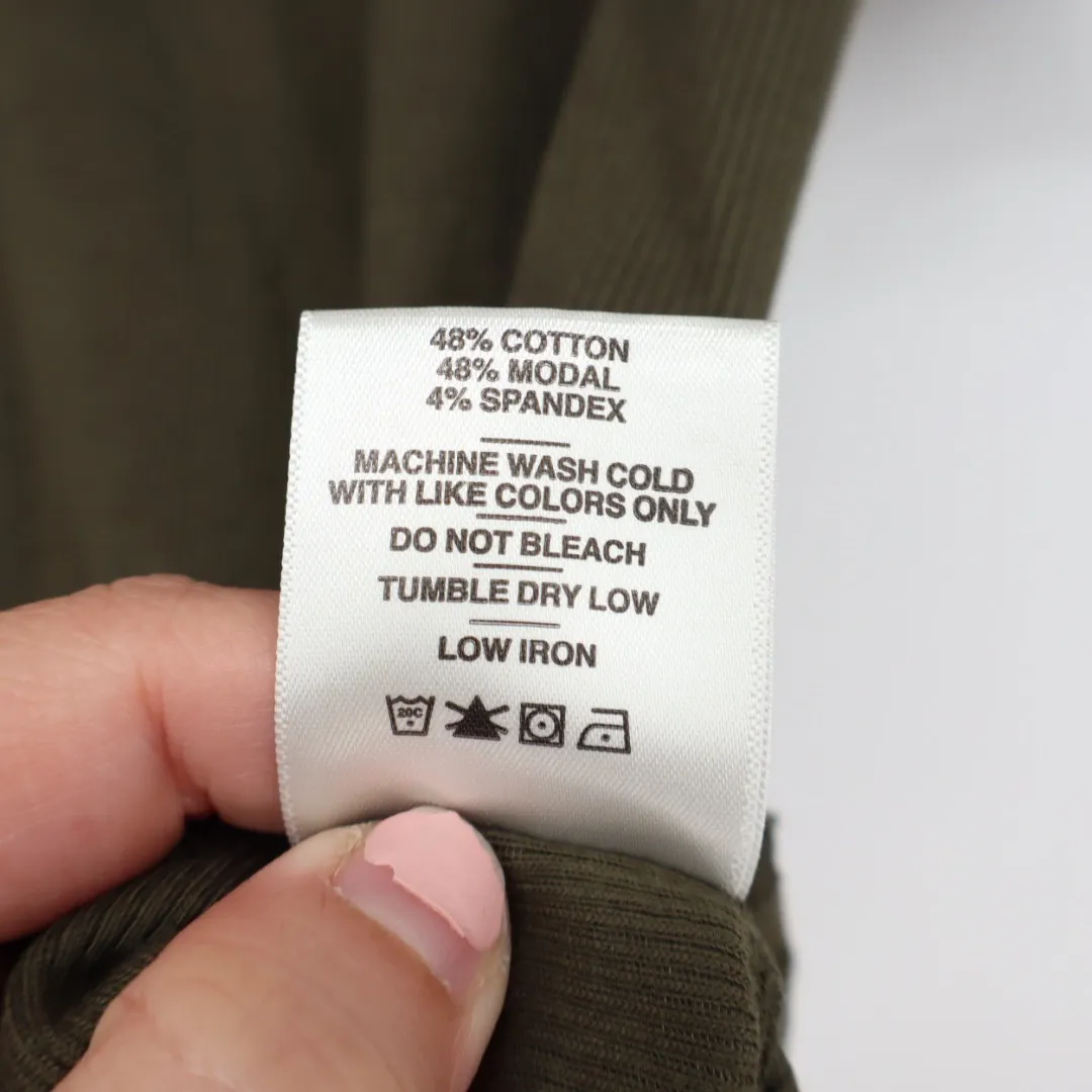 AMERICAN GIANT Olive Green Ribbed Collared Short Sleeve Top Size S Made USA - Image 6