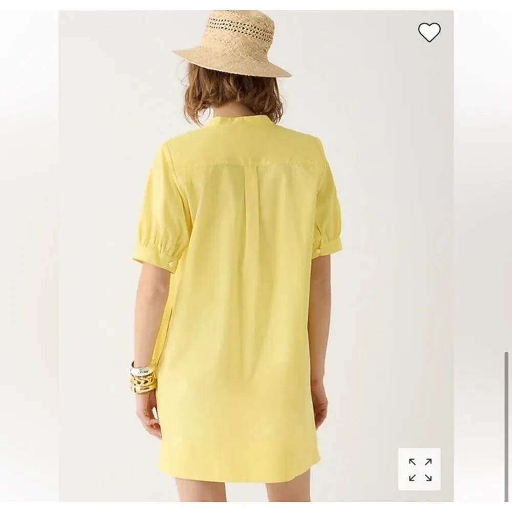 J. Crew Short Sleeve Mini‎ Shirt Dress 100% Cotton Poplin Button Yellow Size XST - Image 3
