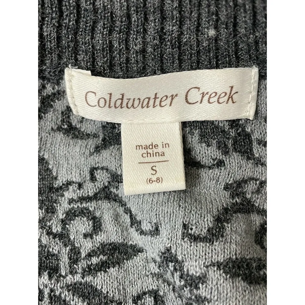 Coldwater Creek One Button Short Sleeve Cardigan Sweater Pockets Damask Size S - Image 7