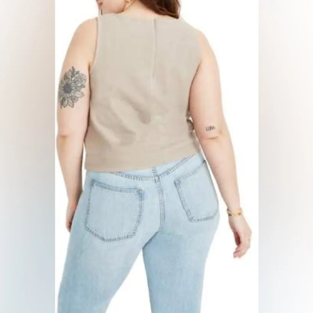 Madewell Texture & Thread Button-Front Tie Tank-Medium-Tan/Oat color - Image 2