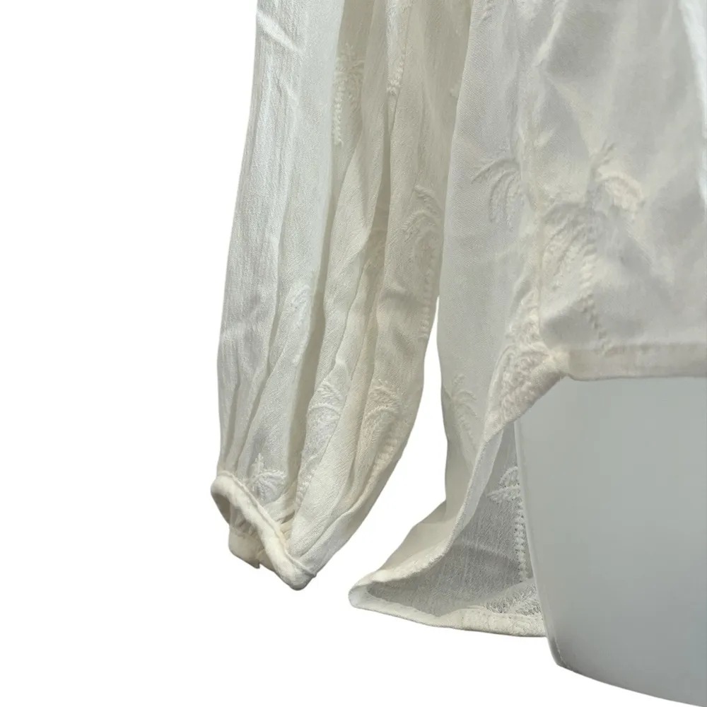 NEW Z Supply Lightweight Palm Tree Design Button Front White Blouse Size M - Image 7