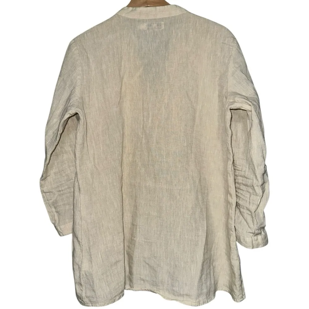 Vineyard Vines Women’s Size S Neutral Khaki Tan Coastal Popover Linen Blouse Top - Image 2