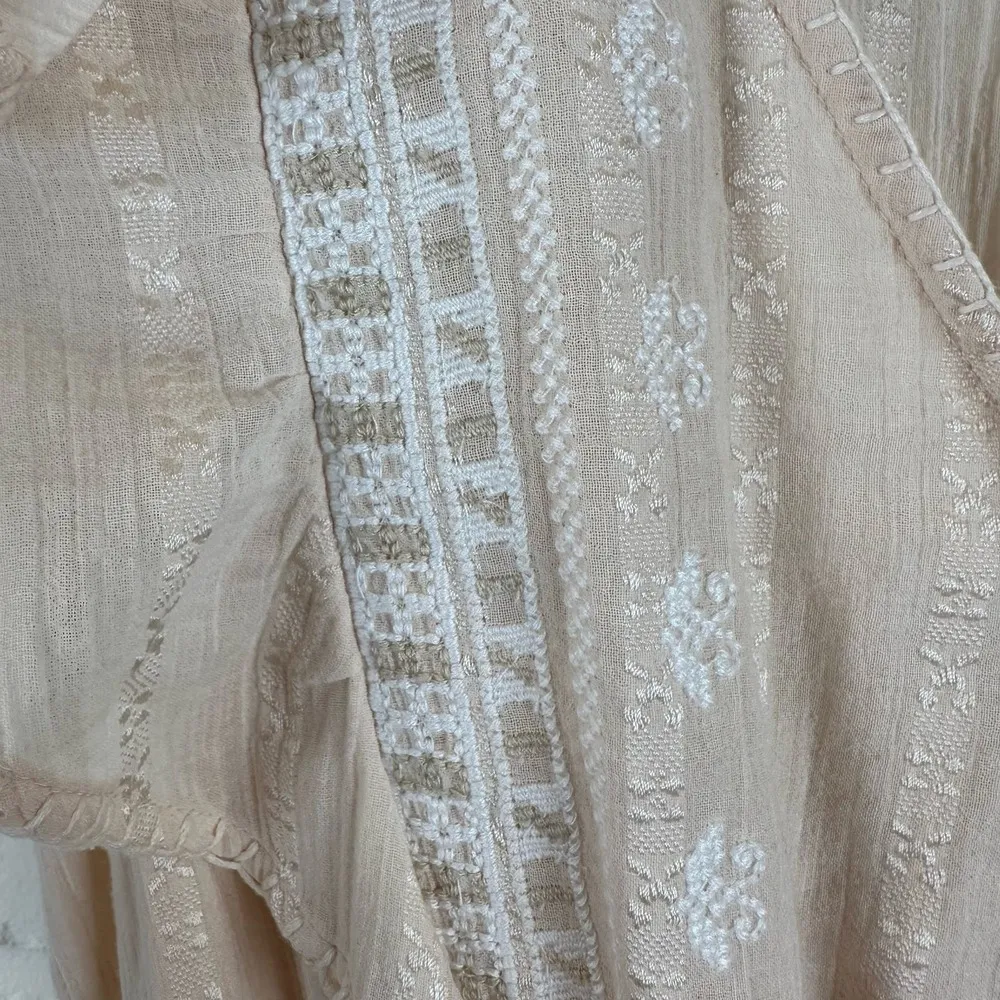 Love Sam Cream and White embroidered dress Beige tiered Skirt ruffle sleeve S - Image 14