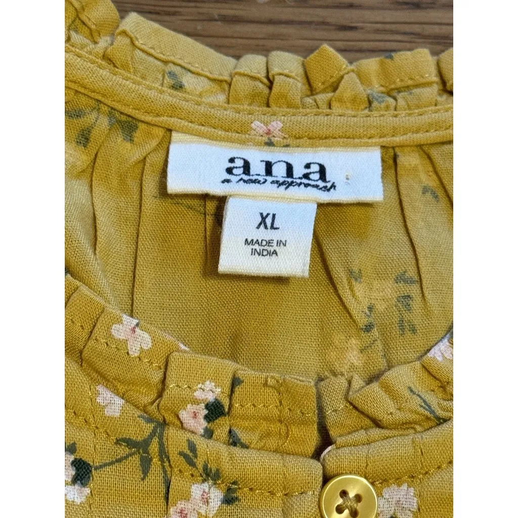 Ana A New Approach Women Blouse Long Sleeve Sz XL Gold Floral Kimono Sleeve NWT‎ - Image 3