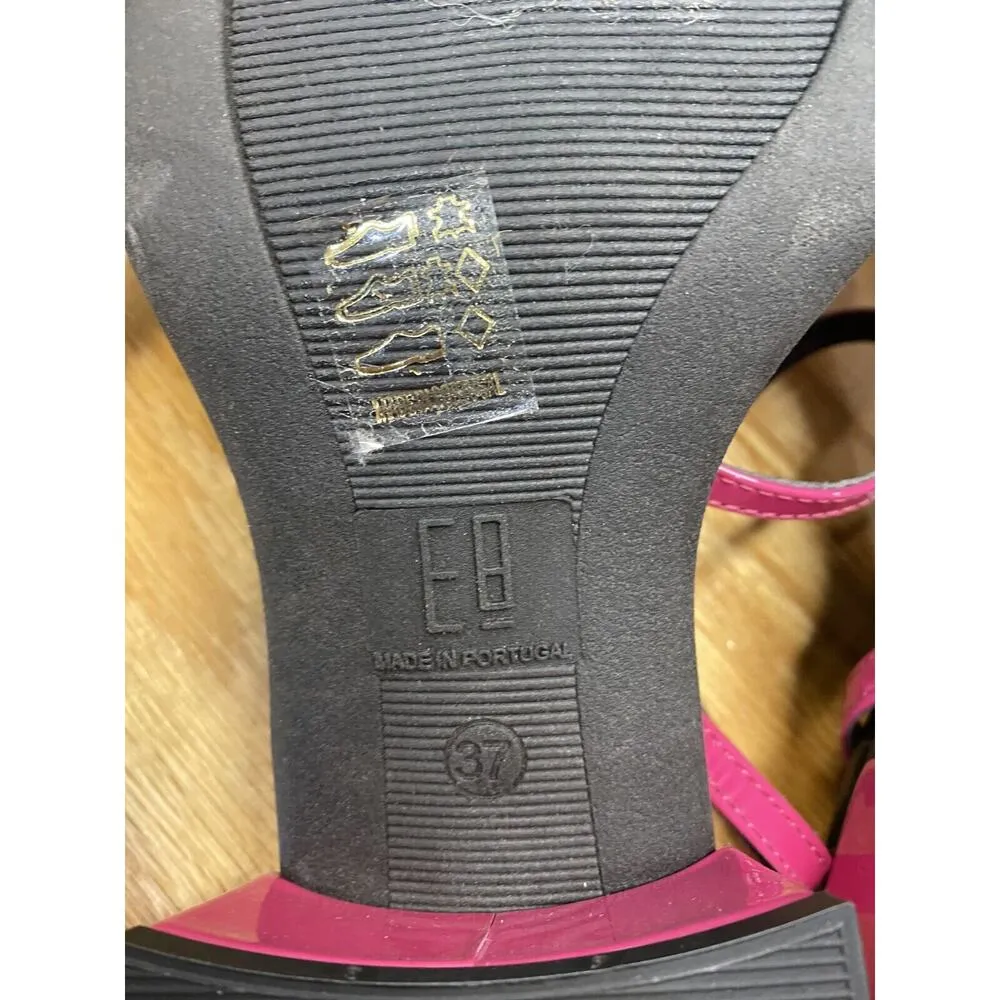 E8 by Miista Sandals Women's 6.5 Pink Patent Leather Strappy Block Heel S51 - Image 5