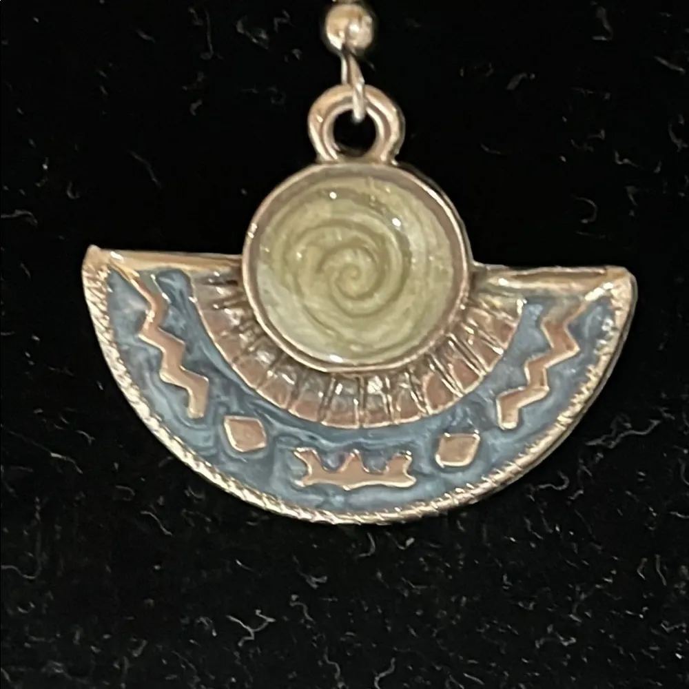 Artisan Blue and Gold Earrings - Image 2