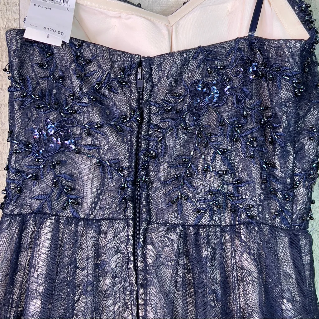 TLL Say Yes To the Prom Dress Size 0 Navy Blue Tulle Beaded Formal Evening Dress - Image 13