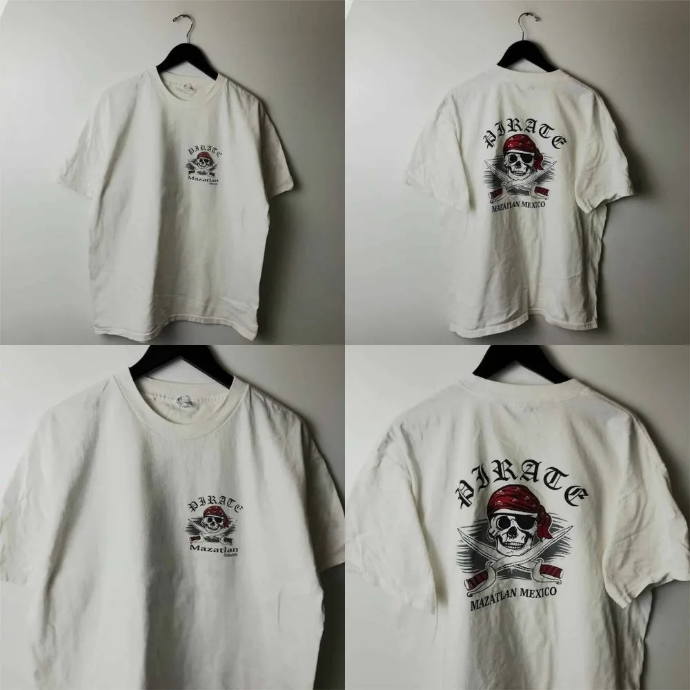 Vintage Y2K Pirate Mazatlan Mexico T Shirt White XL Extra Large Captain Skull - Image 11