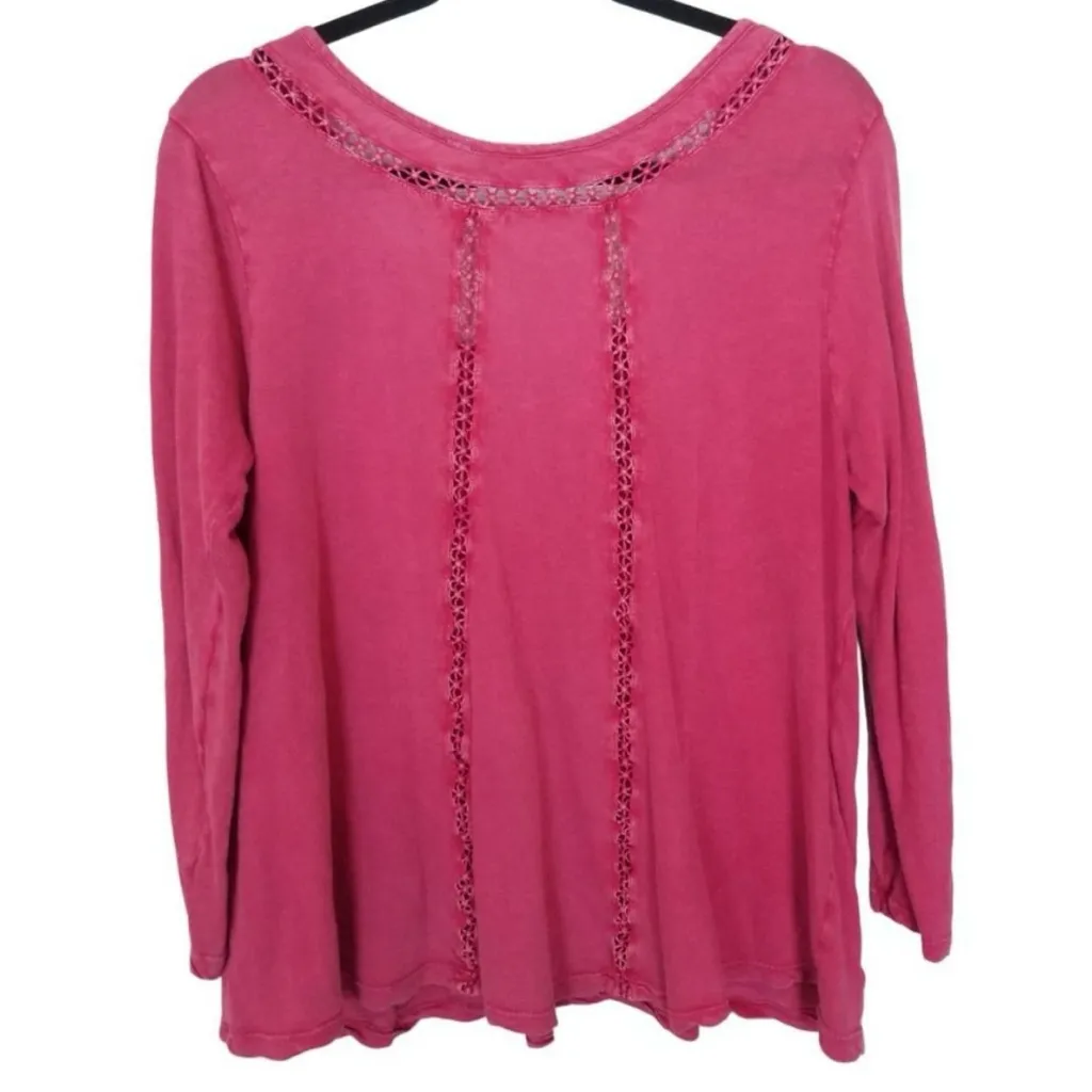 NWOT Soft Surroundings Hot Pink Embroidered Top Petite Small - Image 2