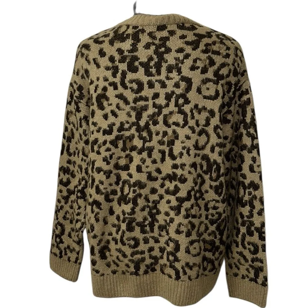 Mango  Leopard Print Crew Neck Oversized Sweater(Size Small) - Image 5
