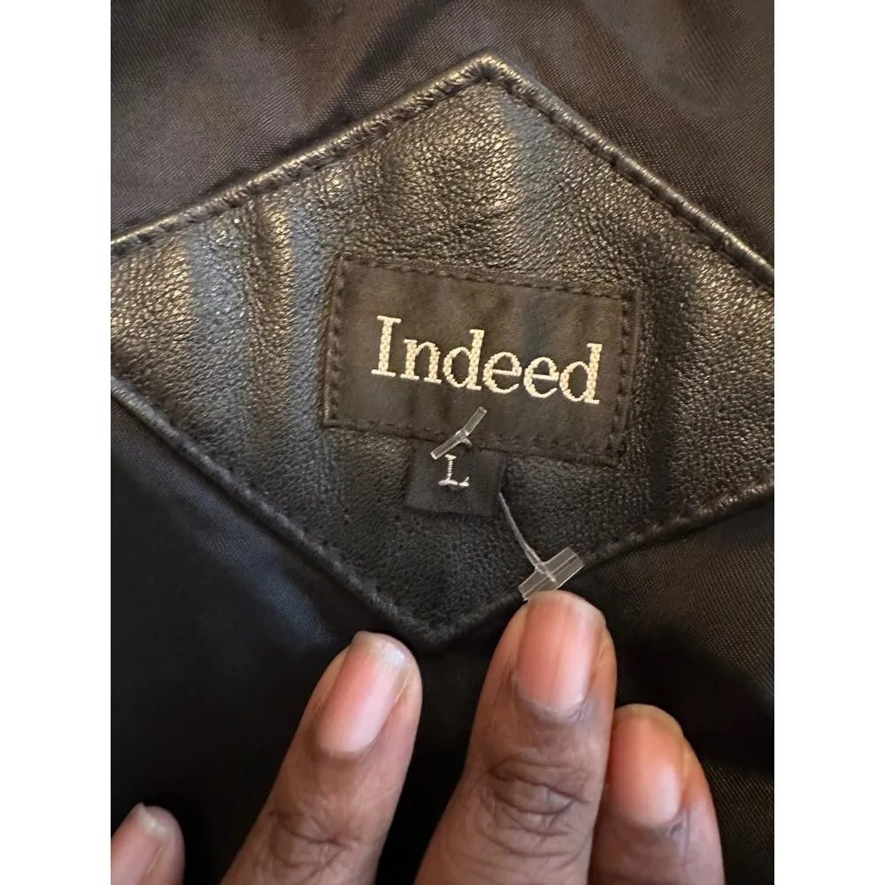 Indeed Genuine Leather Racer Moto Jacket Black Size M READ Classic Outerwear Size M - Image 3