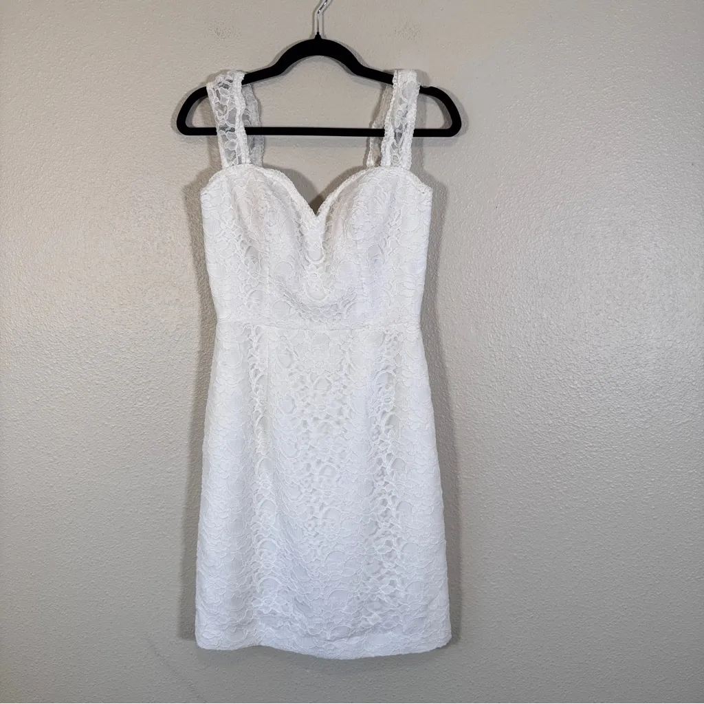 The Wedding Bell White Lace Sweetheart Neckline Mini Dress Womens XS Bridal - Image 6