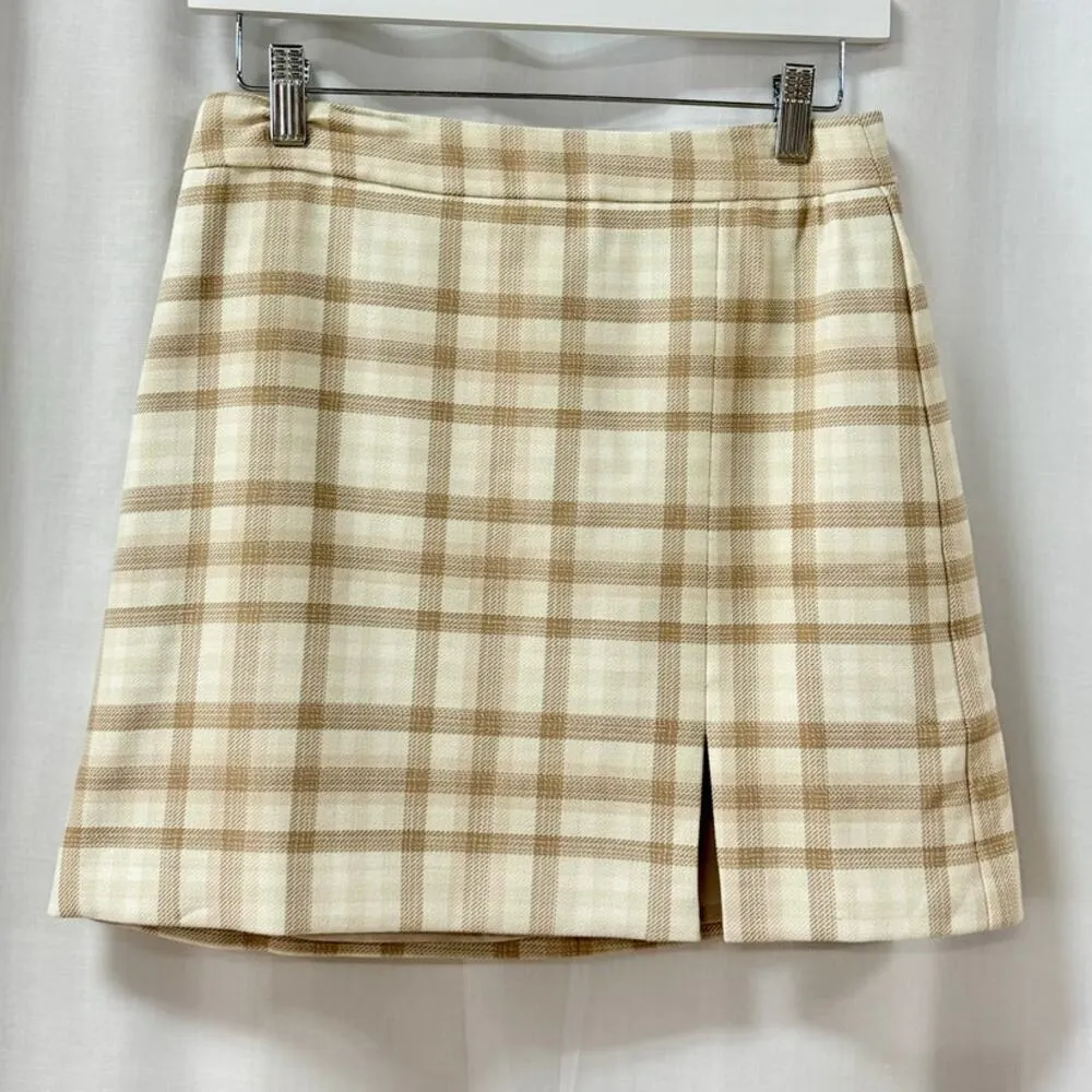NWT Wilfred Aritzia Patio High Waist A-Line Mini Skirt Francesca Beige Women S - Image 3