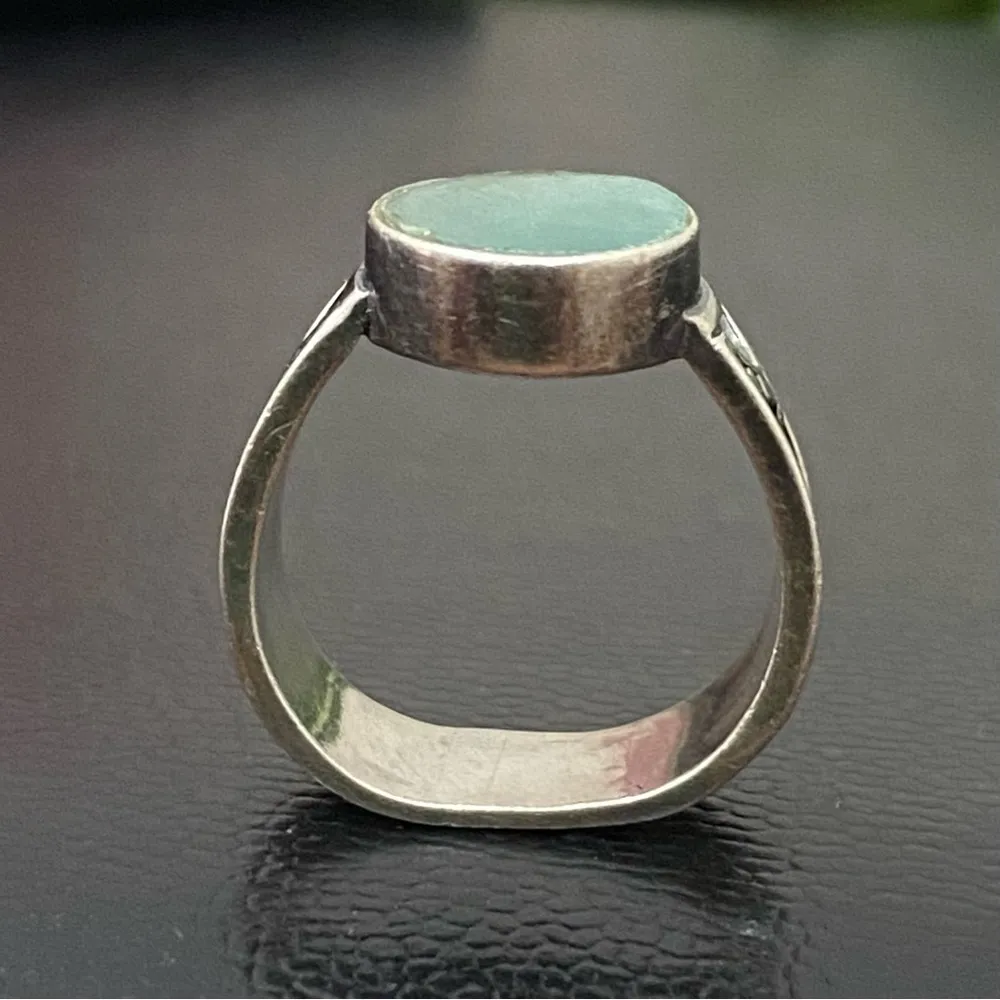 Vintage Native American Signed SA 925 Sterling Silver Blue Teal Stone Ring Sz 8 - Image 14