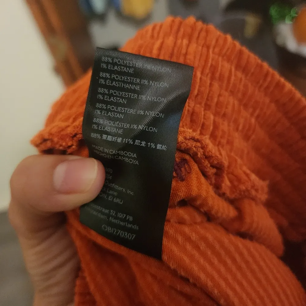 Women's Orange and Red corduroy wide leg cargo Trousers - Image 8