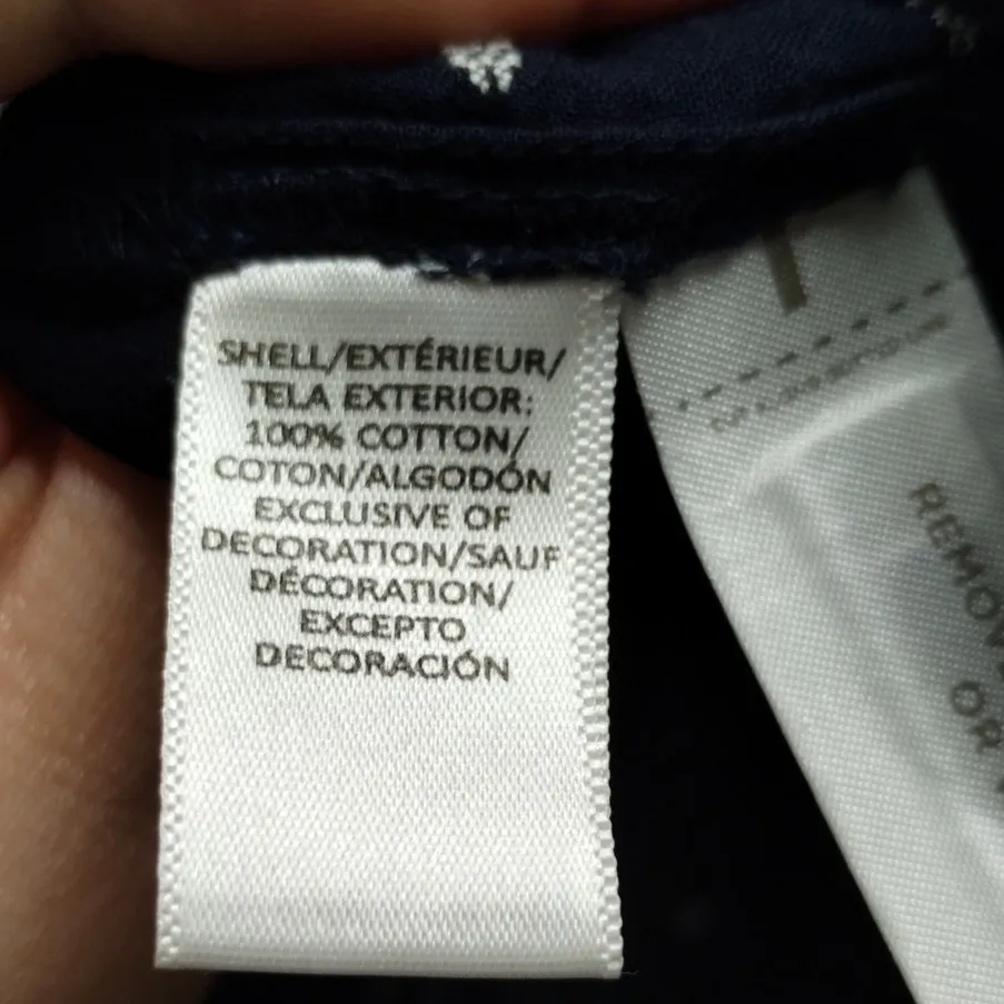 LOFT Size Large Softened Shirt Navy Floral Embroidered Button Down Long Sleeve - Image 6