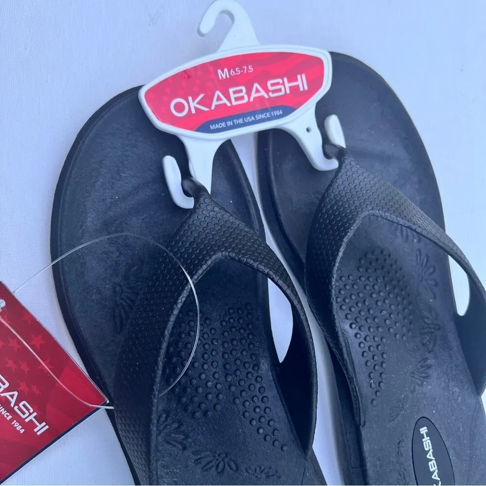 Okabashi Women’s Black Arch Support Non Slip Washable Every Day Sandals Sz M NWT - Image 6
