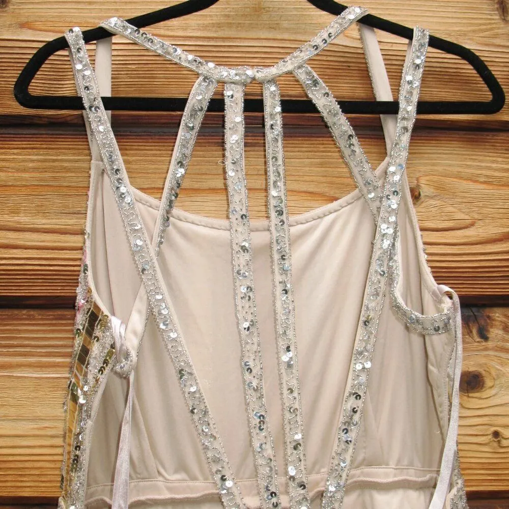 NWT Mac Duggal 93981 HALTER NECK  Mirror EMBELLISHED DETAILED BACK GOWN Dress Nu - Image 13